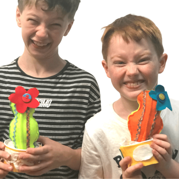 hand sew rainbow cactus craft kit delivered to your home by crafty kids club